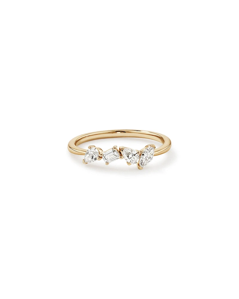 0.40 Carat TW Fancy Cut Laboratory-Grown Diamond Four Stone Ring in 10kt Yellow Gold