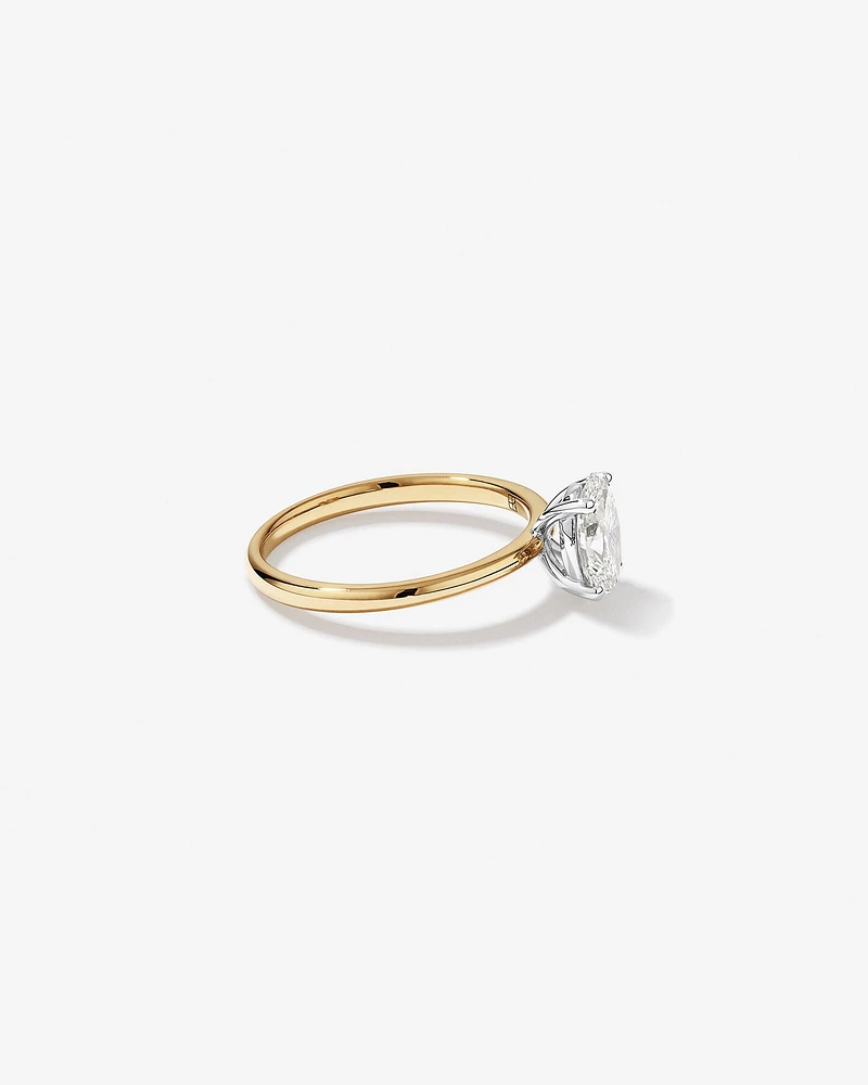 Bague solitaire en diamant canadien ovale 1,00 carat poids total en or blanc 18 kt