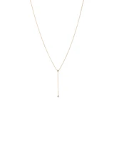 0.14 Carat TW Round Brilliant Diamond Bezel Set Lariat Necklace in 10kt Yellow Gold