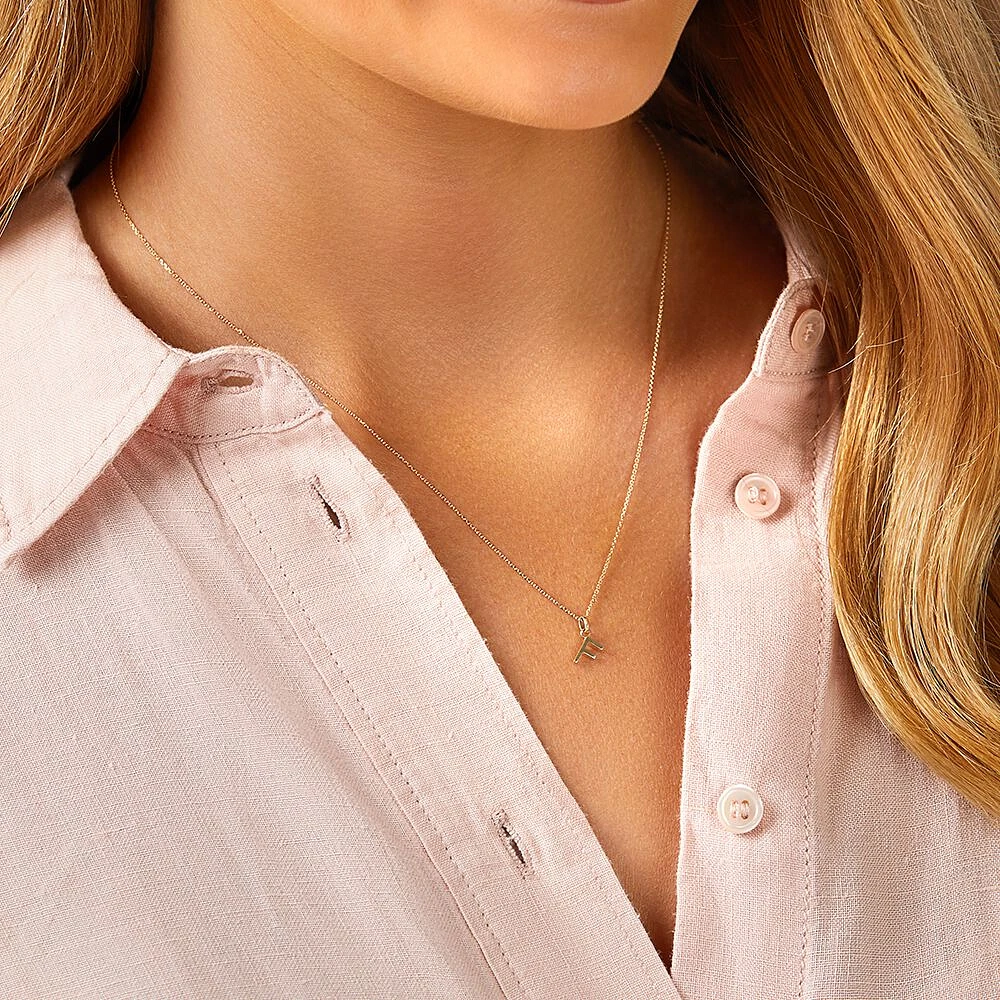 "H" Initial Pendant with Chain in 10kt Yellow Gold