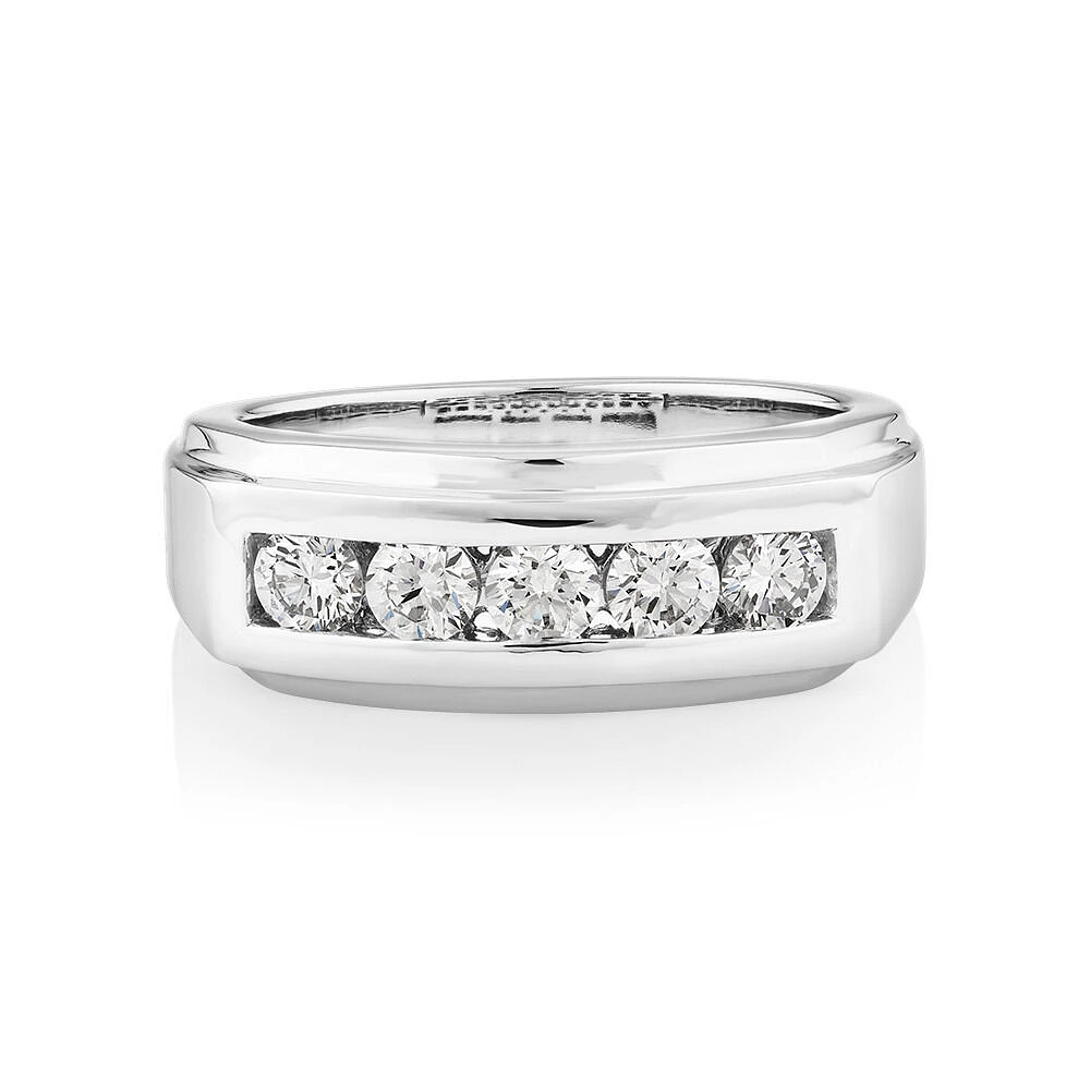 Wedding Band with .90TW of Laboratory-Created Diamonds in 14kt White Gold