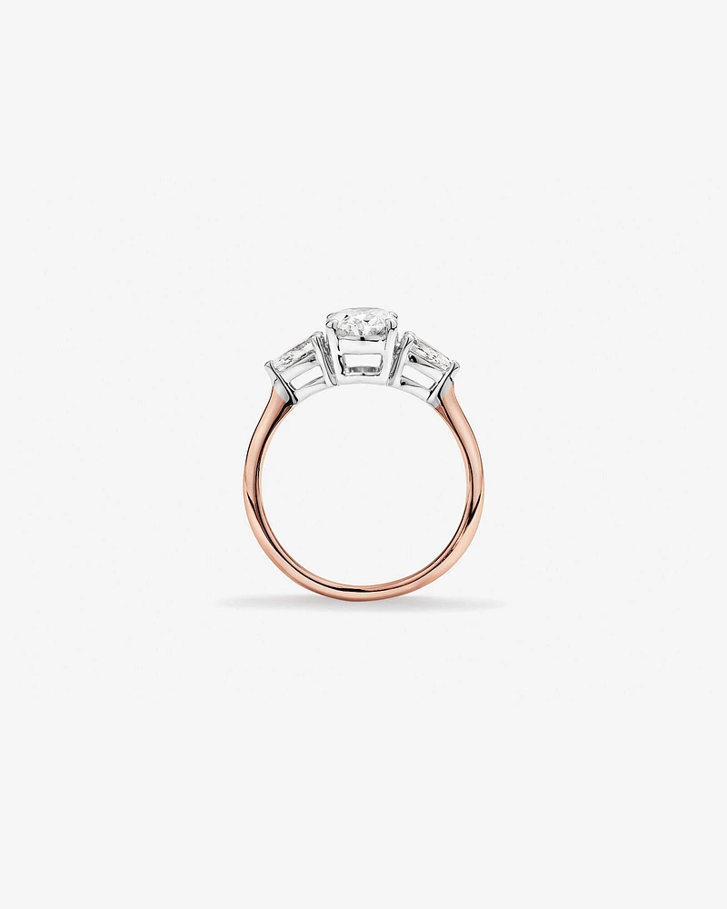 1.65 Carat TW Three Stone Oval and Pear Shaped Laboratory-Grown Diamond Engagement Ring in 14kt White Gold