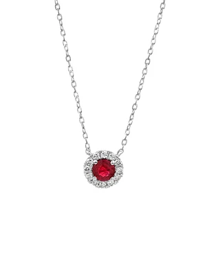 Halo Pendant with Ruby & 0.14 Carat TW of Diamonds in 10kt White Gold