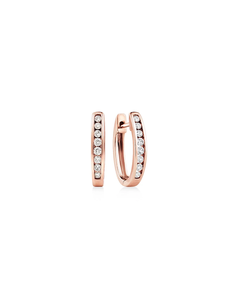 Huggie Earrings with 0.25 Carat TW of Diamonds in 10kt Rose Gold