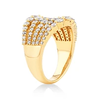 Graduated Multi Row Ring with 2.00 TW Diamonds in 18kt Yellow Gold