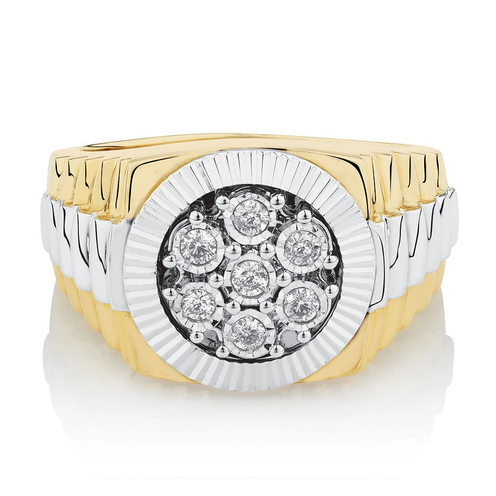 Bague pour Homme avec 1/4 Carat TW de Diamants en Or Jaune & Blanc 10kt