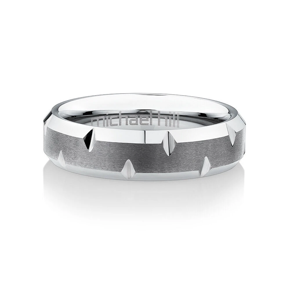 Bague en tungstène gris saphir pour homme, 6 mm