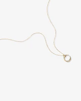 Two-Tone Double Circle Pendant Hammered Finish Necklace in 10kt White and Yellow Gold