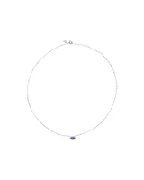 Oval Cut Blue Tanzanite Gemstone and 0.08 Carat TW Diamond Halo Pendant Necklace in 10kt White Gold