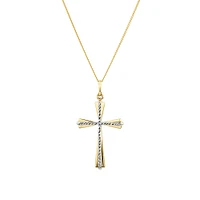 Cross Pendant in 10kt Yellow & White Gold