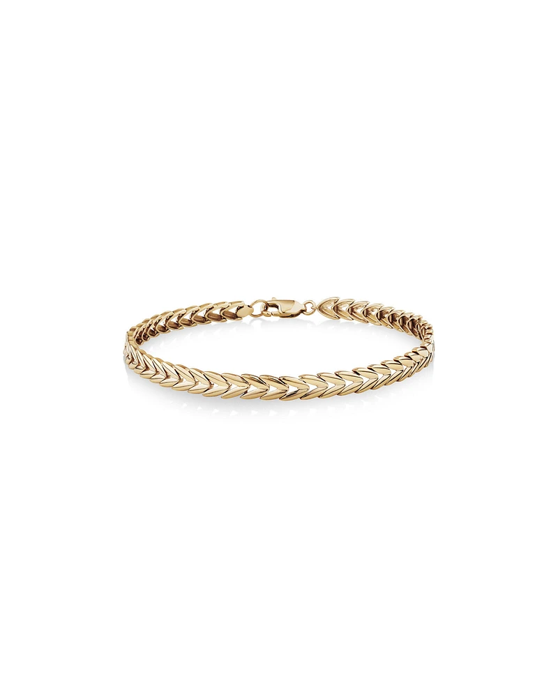 Leaf Link Metal Tennis Bracelet in 10kt Yellow Gold