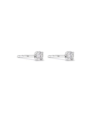 0,25 Carat TW Boucles d'oreilles puces solitaires en or blanc 18kt