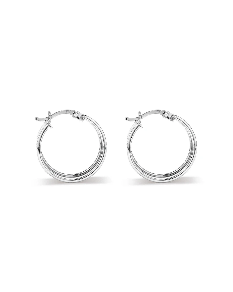 8mm Ribbed Flare Hoop Huggie Earrings in Sterling Silver