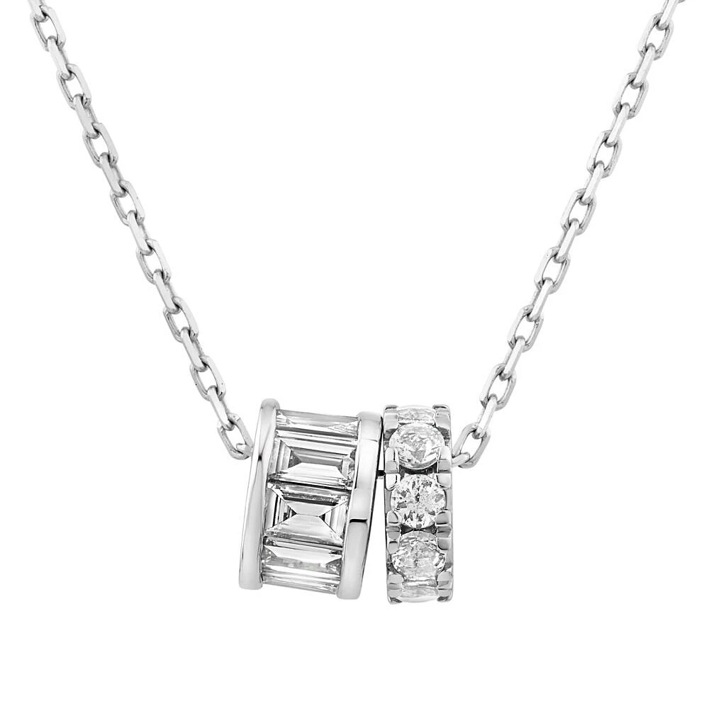 Collier avec Pendentif Rondelle de Diamant de 0,35 Carat TW en Or Blanc 10kt