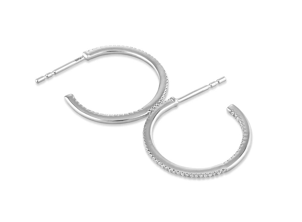 0.15 Carat TW Fine Diamond Hoop Earrings in 10kt White Gold