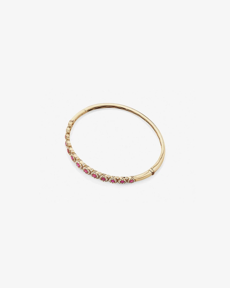 Bubble Bangle with Ruby and 1.03 Carat TW Diamonds in 14kt Yellow Gold