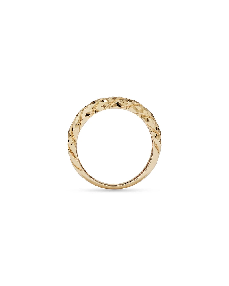 Diamond-Cut Crossaint Ring in 10kt Yellow Gold