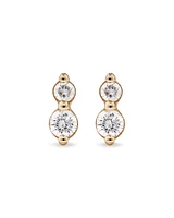 Boucles d'oreilles clous deux pierres en or jaune 10kt