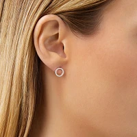 Circle Stud Earrings with Cubic Zirconia in Sterling Silver