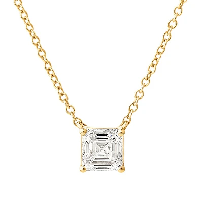 0.50 Carat TW Asscher Cut Laboratory-Grown Diamond Solitaire Necklace in 10kt Yellow Gold