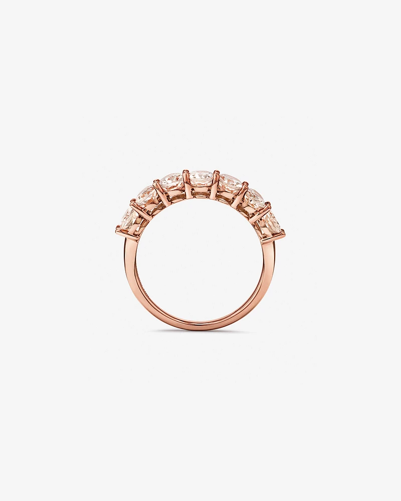 Bague éternité en or rose 10 K avec morganite, 6 x 4 mm