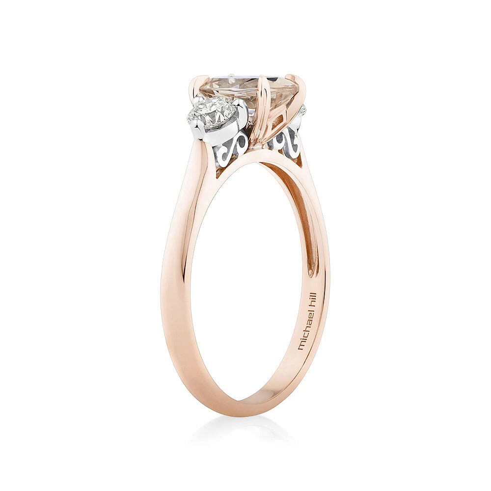 Ring with Morganite & 0.40 Carat TW of Diamonds in 10kt Rose Gold