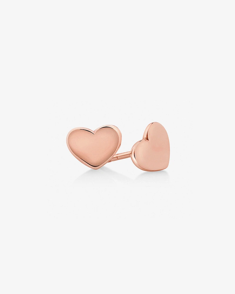 7mm Heart Stud Earrings In 10kt Rose Gold