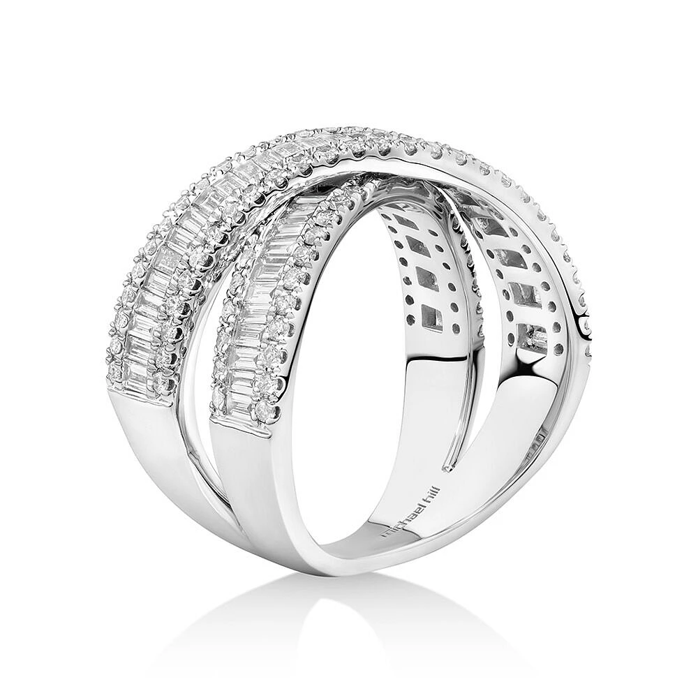 1.50 Carat TW Diamond Crossover Ring in 14kt White Gold