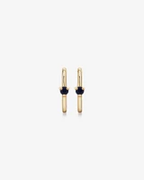 Blue Sapphire Gemstone Accent Sleeper Earrings in 10kt Yellow Gold