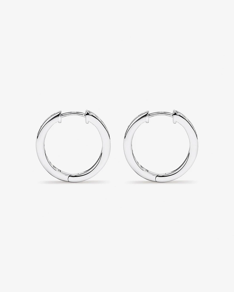 20mm Cubic Zirconia Huggie Hoop Earrings in Sterling Silver