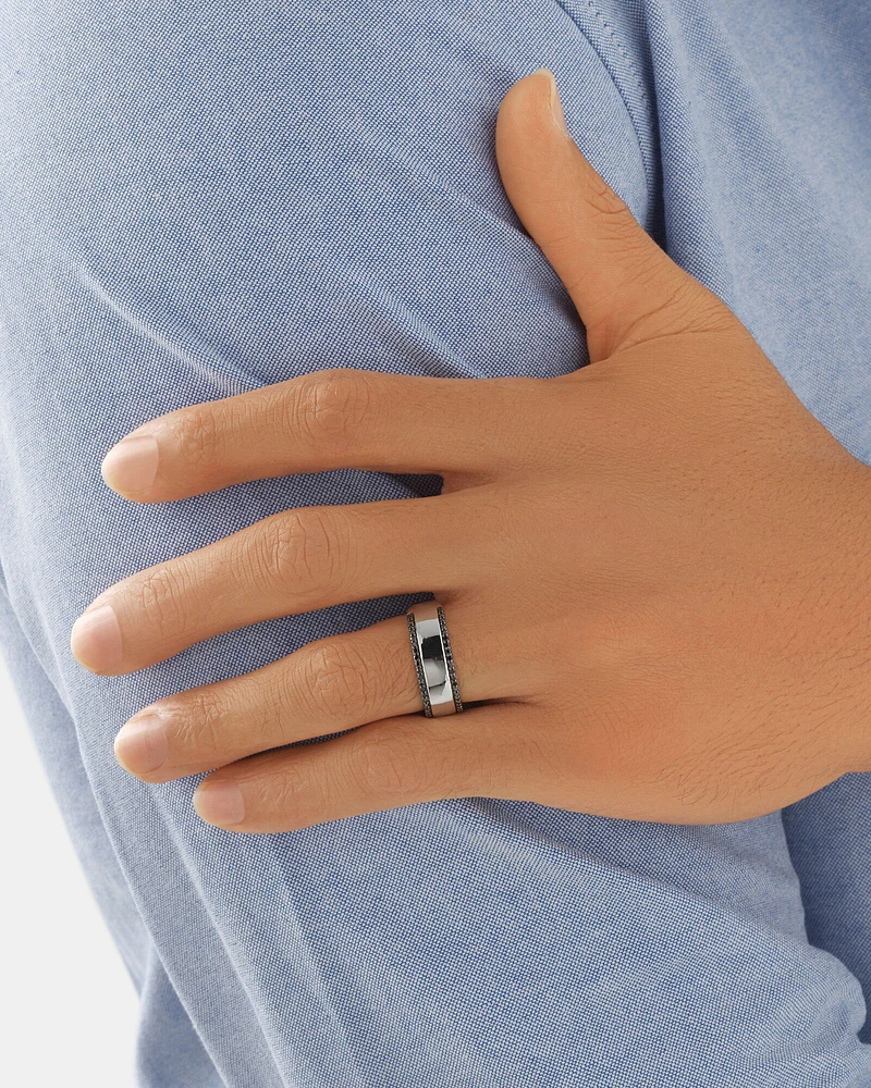 Men's Silver Ring with 0.25 Carat TW of Black Diamonds