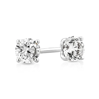 0,50 Carat TW Boucles d'oreilles puces solitaires en or blanc 18kt