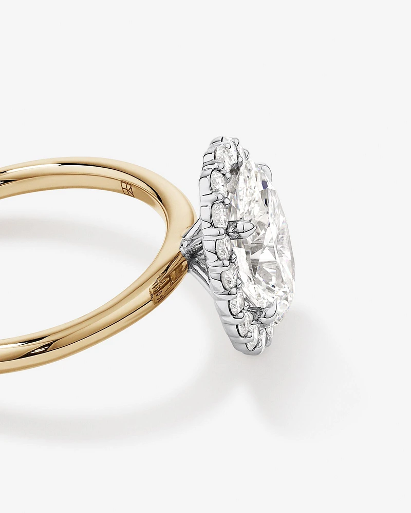 Carat TW Oval Cut Laboratory-Grown Diamond Halo Engagement Ring in 14kt Yellow and White Gold