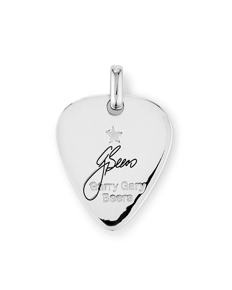 INXS Garry Gary Beers Engraved Guitar Pick Pendant with Chain in Recycled Sterling Silver