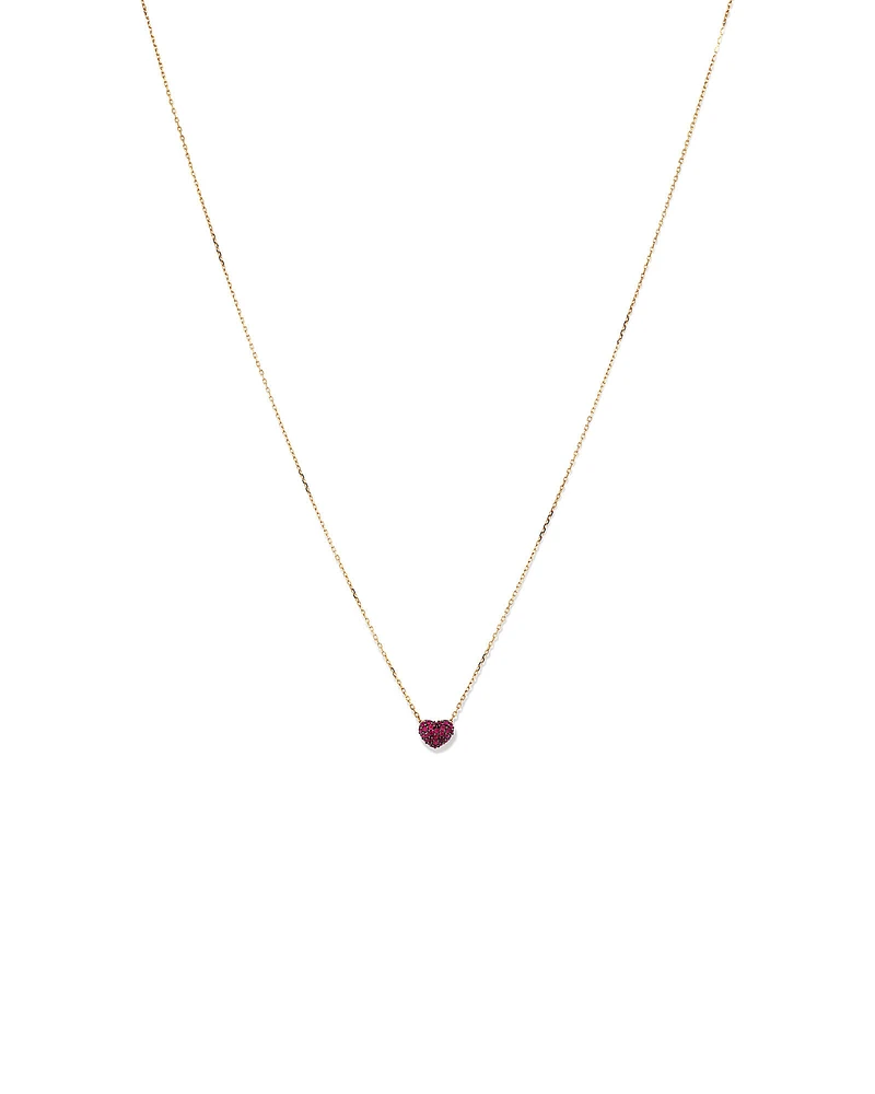 Ruby Pave Heart Pendant in 10kt Yellow Gold