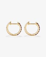 Amethyst Huggie Hoop Earrings in 10kt Yellow Gold