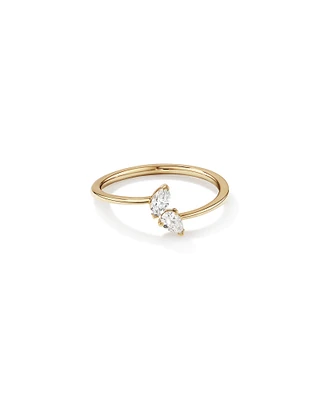 0.24 Carat TW Marquise and Pear Cut Laboratory-Grown Diamond Two Stone Ring in 10kt Yellow Gold