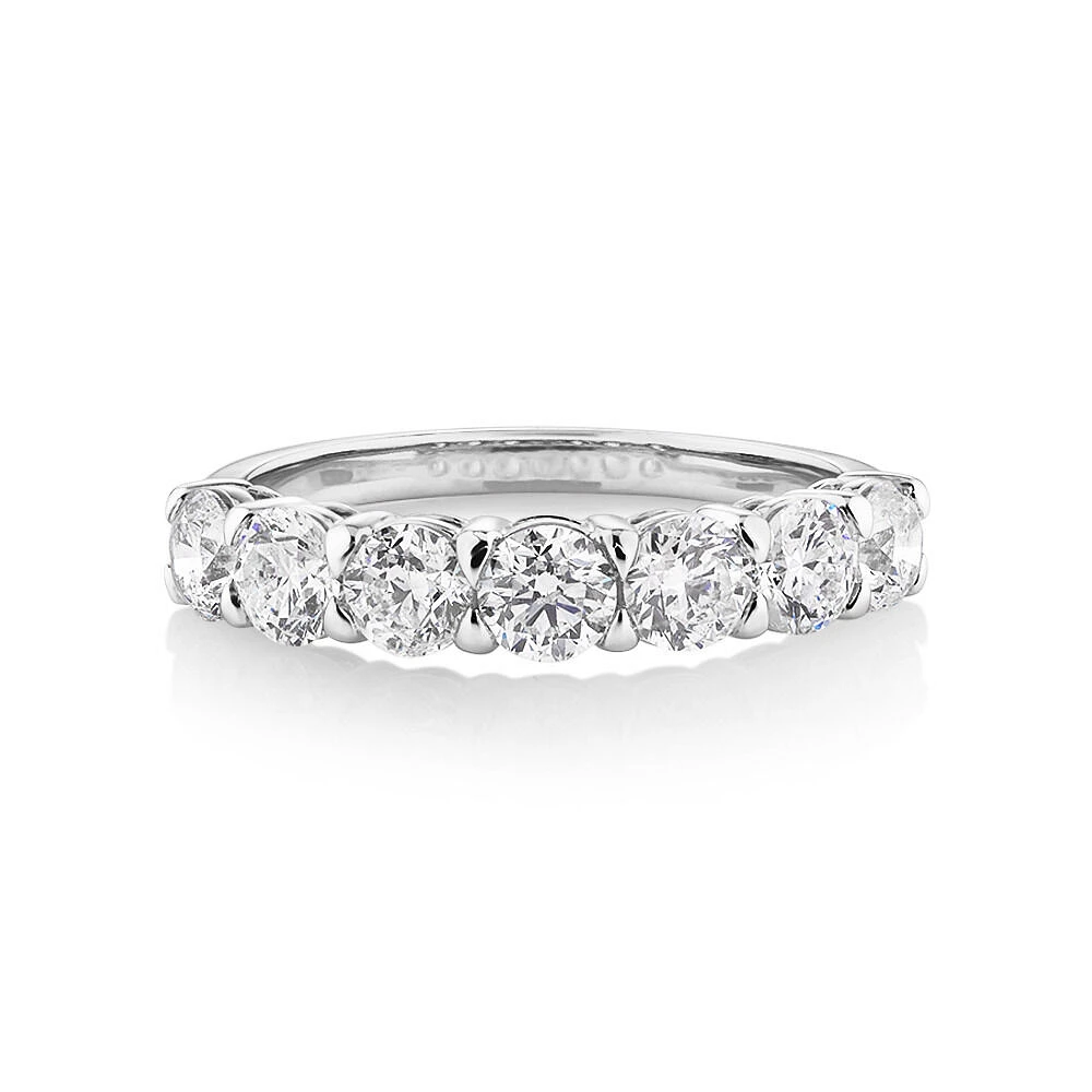 7 Stone Claw Wedding Ring with 1.61 Carat TW of Diamonds in 14kt White Gold