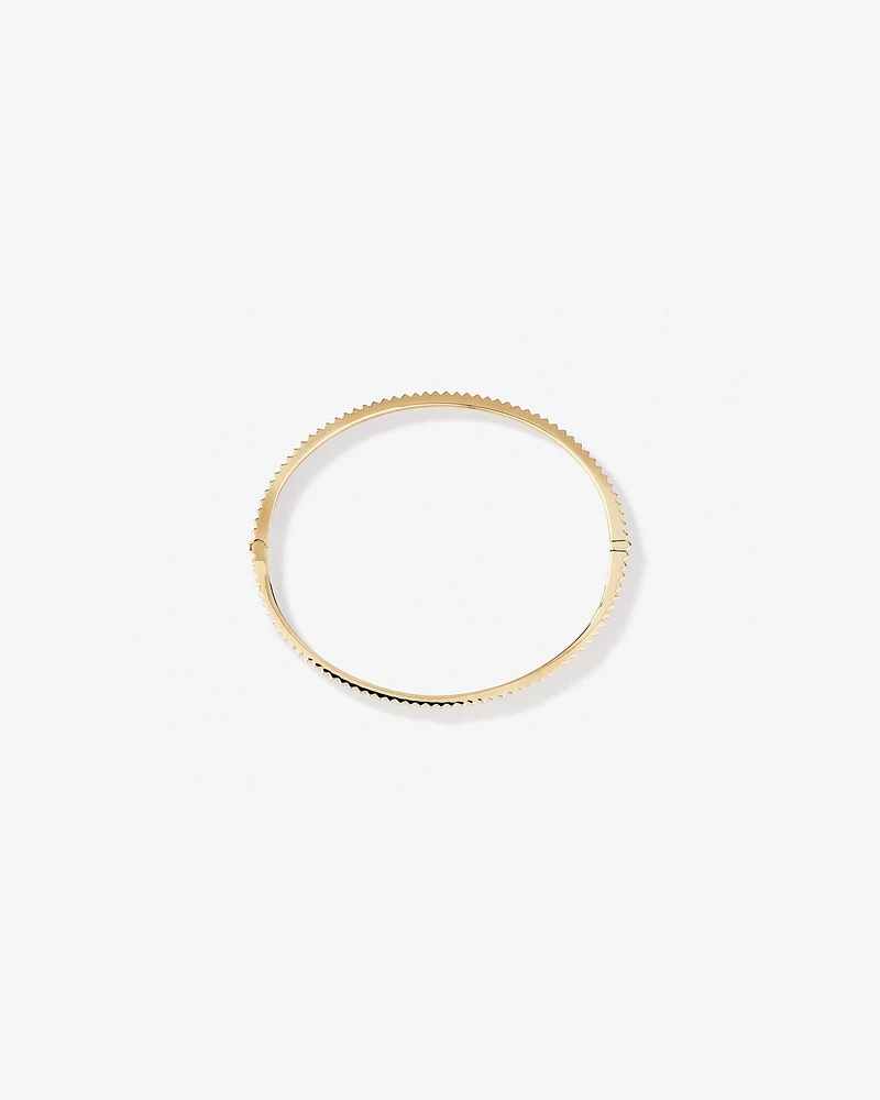 Ribbed Oval Hinge Bangle in 10kt White Gold