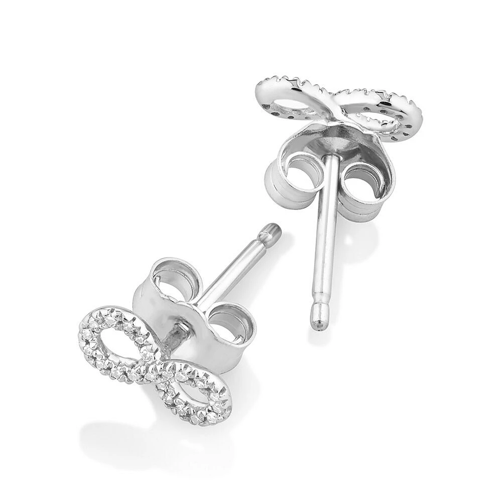 Mini Infinity Earrings with Diamonds in Sterling Silver