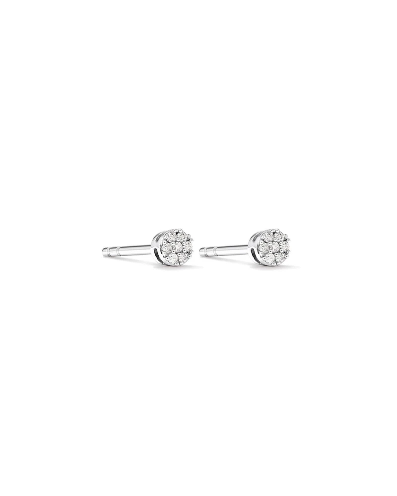 Round Diamond Cluster Stud Earrings in 10kt White Gold