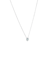 Halo Necklace with Aquamarine & 0.19 Carat TW of Diamonds in 10kt White Gold