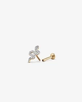 Diamond Snake Flat Back Helix Stud Earring in 10kt Yellow Gold