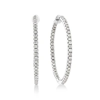 Hoop Earrings With 1.00 Carat TW of Diamonds Set in 10kt Yellow Gold