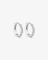 Boucles d'Oreilles Mini Créoles Dot Dash de Diamant de 0,13 Carat TW en Or Blanc 10kt