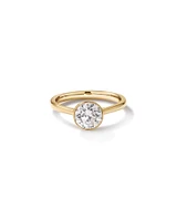 1.25 Carat TW Round Brilliant Laboratory-Grown Diamond Solitaire Bezel Set Engagement Ring in 14kt Yellow Gold