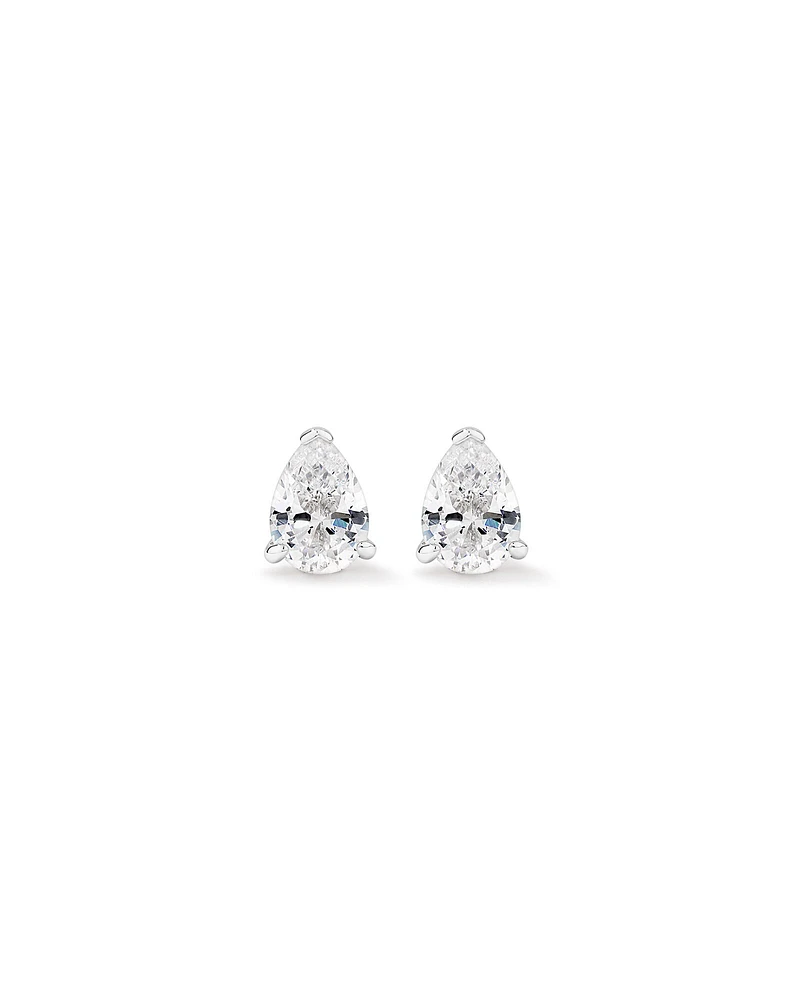 Pear Shape Cubic Zirconia Stud Earrings in Sterling Silver