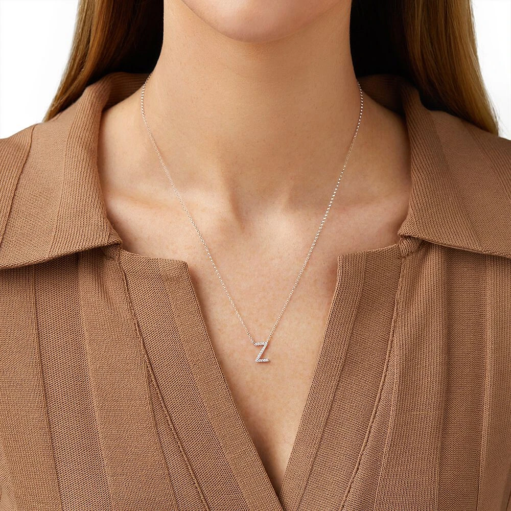 A' Initial necklace with 0.10 Carat TW of Diamonds in 10kt White Gold