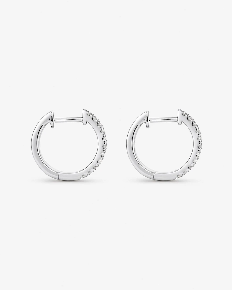 Boucles d'Oreilles Créoles Dot Dash de Diamant de 1,00 Carat TW en Or Blanc 14kt