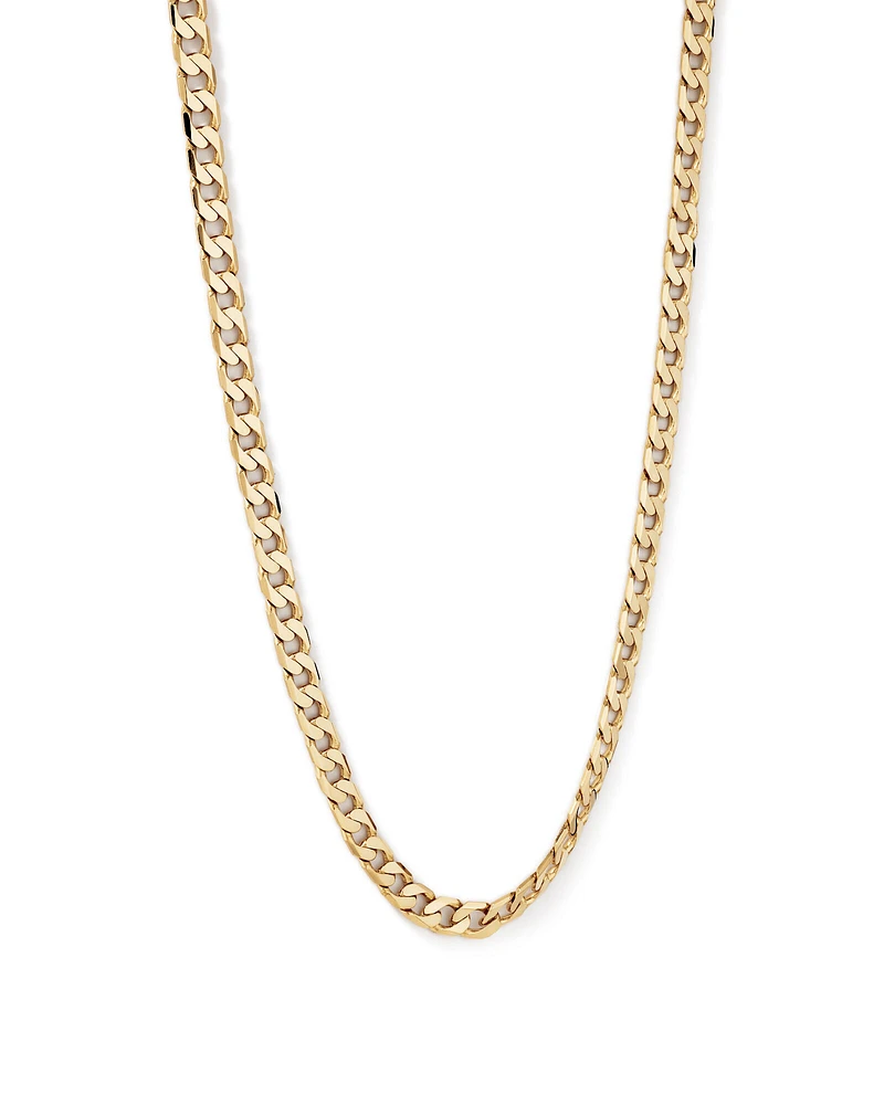 55cm (22") 8.9mm Width Solid Flat Bevelled Curb Chain in 10kt Yellow Gold